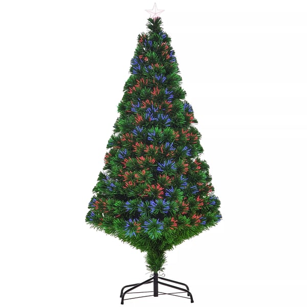 HOMCOM Konstgjord Julgran med Fiberoptik & LED, Grön, 150 cm