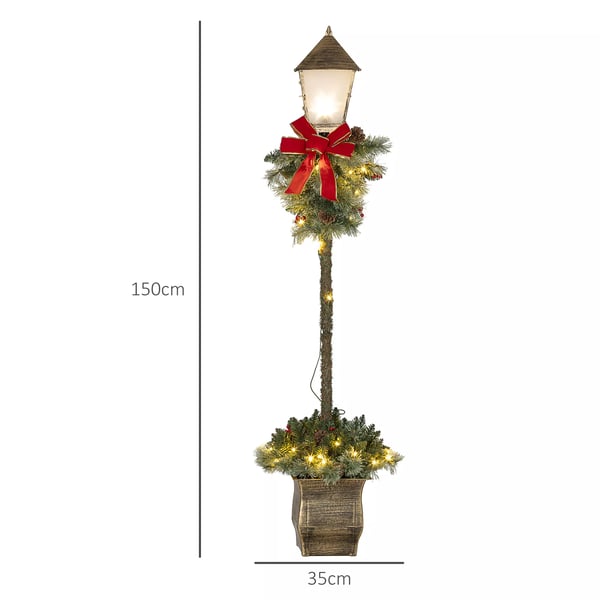 150 cm Jullykta Julbelysning med LED-ljusslinga, kottar, bär och rosett för julfirande, Metall Grön
