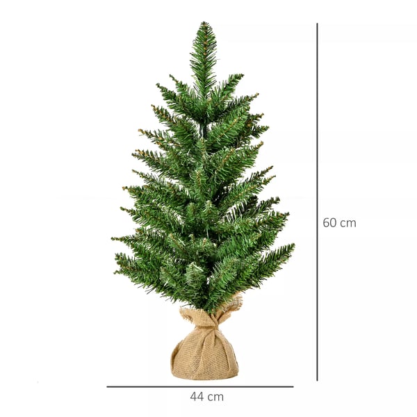 Juletræ til bordet 0,6 m lille kunstgran 70 grene Linned PVC Cement Grøn Ø35 x 60H cm