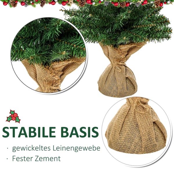 Juletræ til bordet 0,6 m lille kunstgran 70 grene Linned PVC Cement Grøn Ø35 x 60H cm