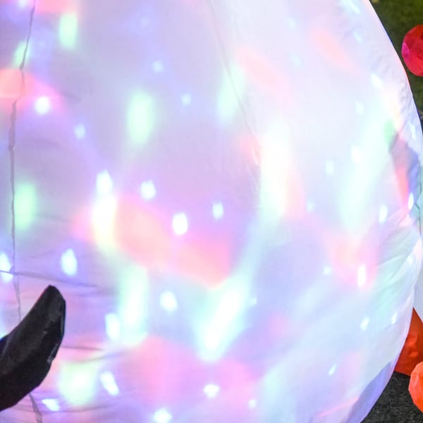Juleoppustelig snemand med 3 pingviner LED'er Polyester 140 x 70 x 180 cm