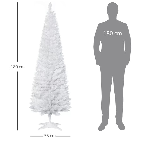 HOMCOM Kunstigt juletræ, 390 grene, Hvid, Ø 55 x H 180 cm