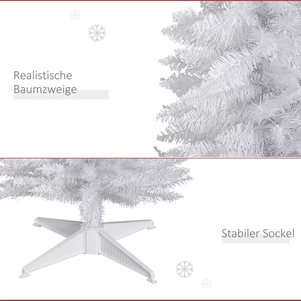 HOMCOM Kunstigt juletræ, 390 grene, Hvid, Ø 55 x H 180 cm