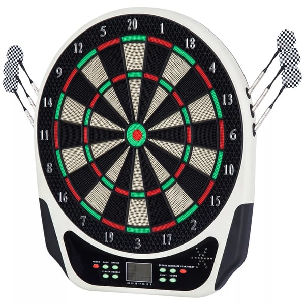 Elektronisk Dartskive Dart-sæt med LCD-display, 6 pile, 24 dartspidser, 18 spil og 159 træffer-muligheder til 8 spillere, flerfarvet