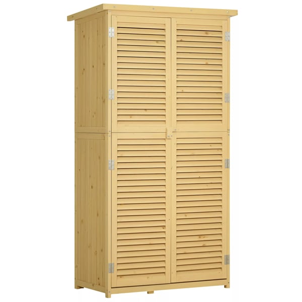 Træ redskabsskur m. asfalt tag, 4 rum, natur, 87x46,5x160cm