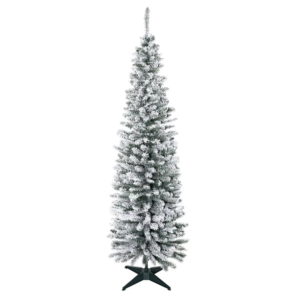 HOMCOM Lumipeitteinen Tekojoulukuusi, 180 cm, 390 oksakärkeä, Vihreä/Valkoinen, Metallijalusta