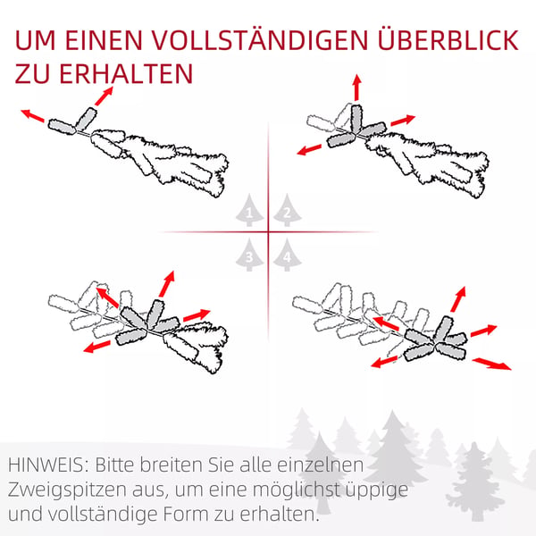 HOMCOM Kunstigt juletræ - 180 cm - Grøn/Hvid med sneeffekt - 390 grene, metalfod