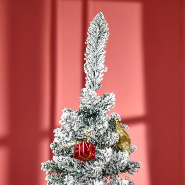 HOMCOM Kunstigt juletræ - 180 cm - Grøn/Hvid med sneeffekt - 390 grene, metalfod