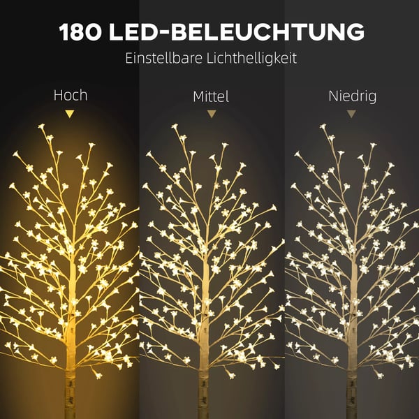 LED-puu, valopuu, kirsikkapuu 180 LEDillä, 3 kirkkaustasoa, 180 cm puunvalo, tekokuusi valaistuksella, joulukoristelu, joulukoriste