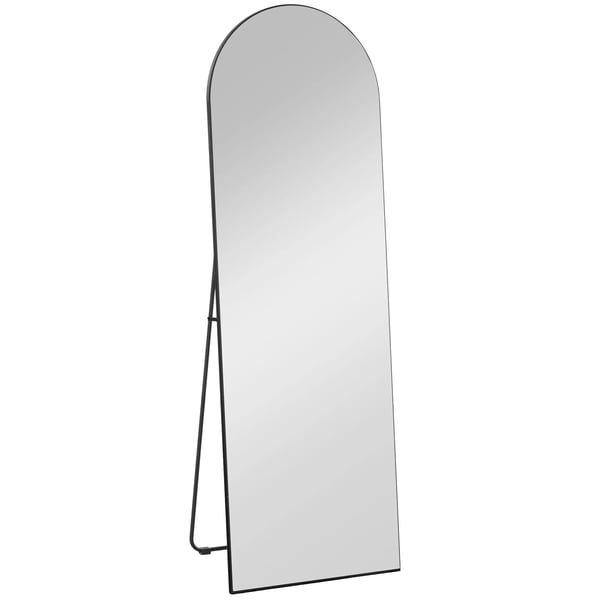 HOMCOM Helkropsspejl, 150x50cm Sort Vægspejl med Stativ, Splintfrit Glas, Bue-design
