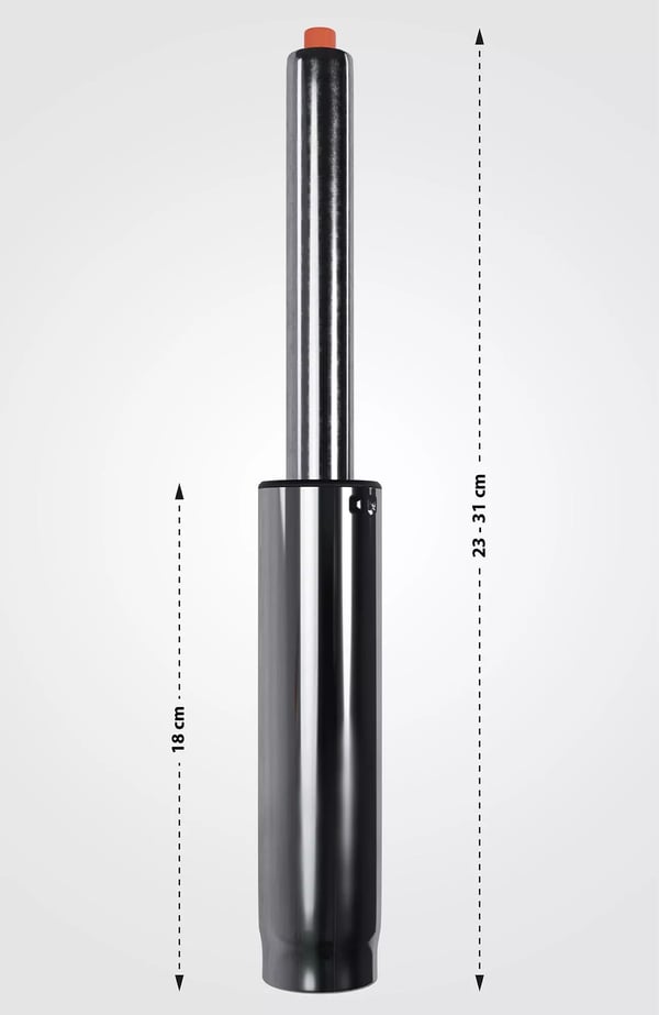 Gaslift i krommetal til kontorstole - Model 4 (180 kg kapacitet)