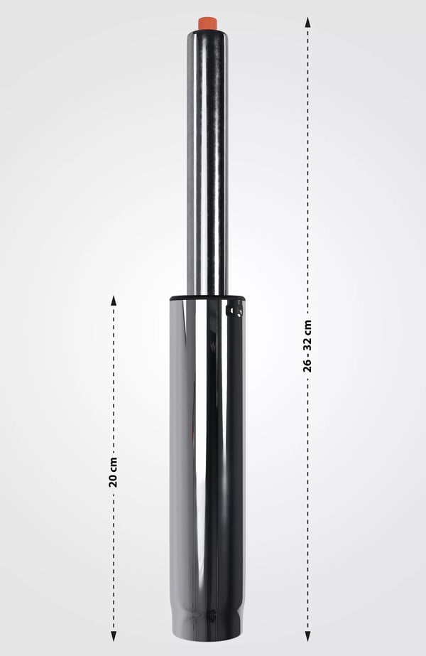 Gasfjeder i krommetal til kontorstol - 4,2 cm akseldiameter, 150 kg kapacitet