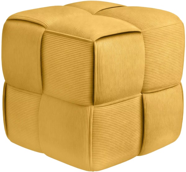 Forinta Gul Fløjlsbænk - Komfortabel Polstret Ottoman til Stue og Soveværelse, Plastikstativ, 40x40x40 cm