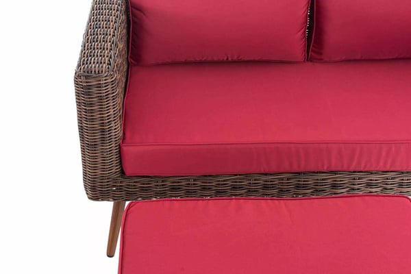 2 hengen polyrottinkisohva jalkarahilla, alumiinirungolla, ruby-red