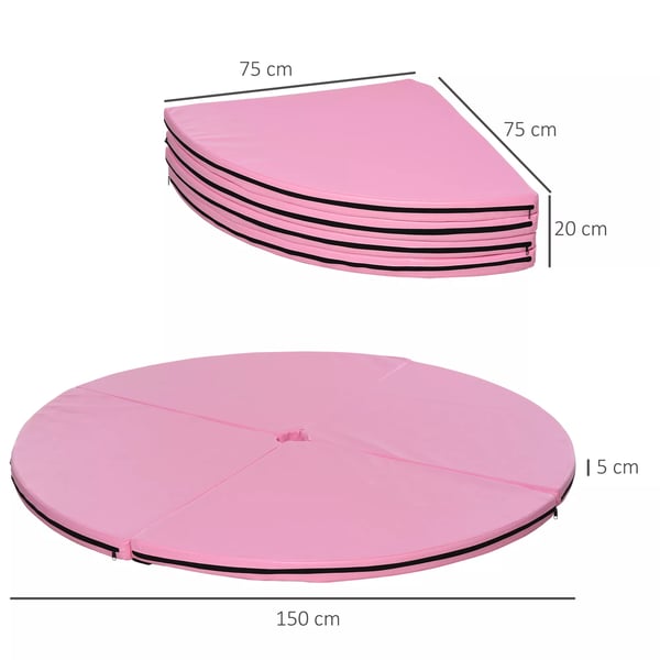 HOMCOM 5 cm tyk rund polermåtte i plastik, gymnastik, yoga, rosa L: 150 cm