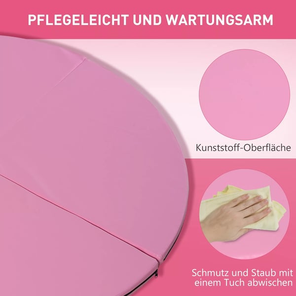 HOMCOM 5 cm tyk rund polermåtte i plastik, gymnastik, yoga, rosa L: 150 cm