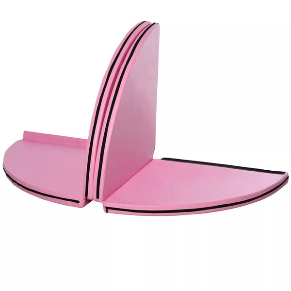 HOMCOM 5 cm tyk rund polermåtte i plastik, gymnastik, yoga, rosa L: 150 cm