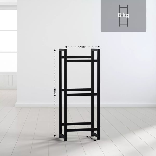 Musta Metallinen 3-kerroksinen Juomateline Stack, 31x47x116 cm