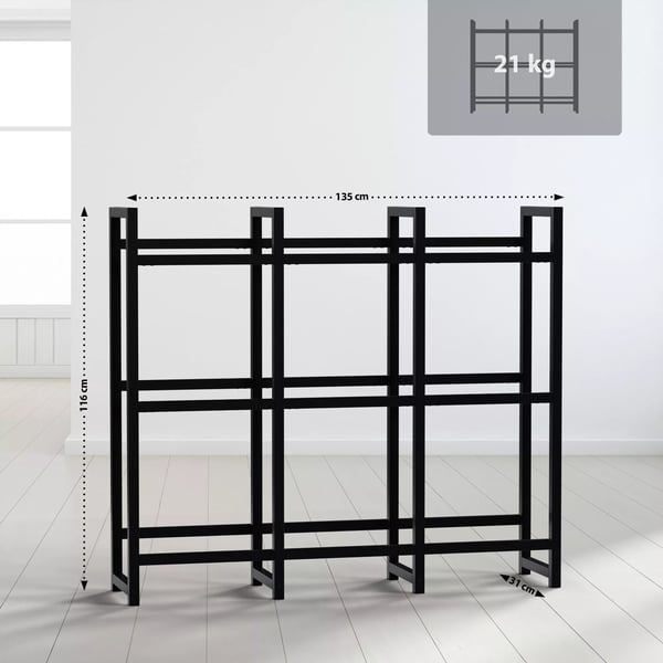 Stabelbart sort metal 9-drikkevarekassestativ