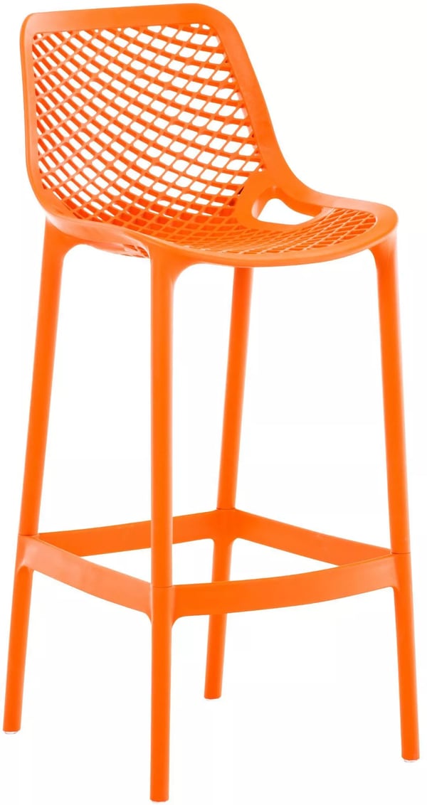 Orange plastbarstol - UV-beständig, väderbeständig utomhus-/inomhusmöbel, 160 kg kapacitet
