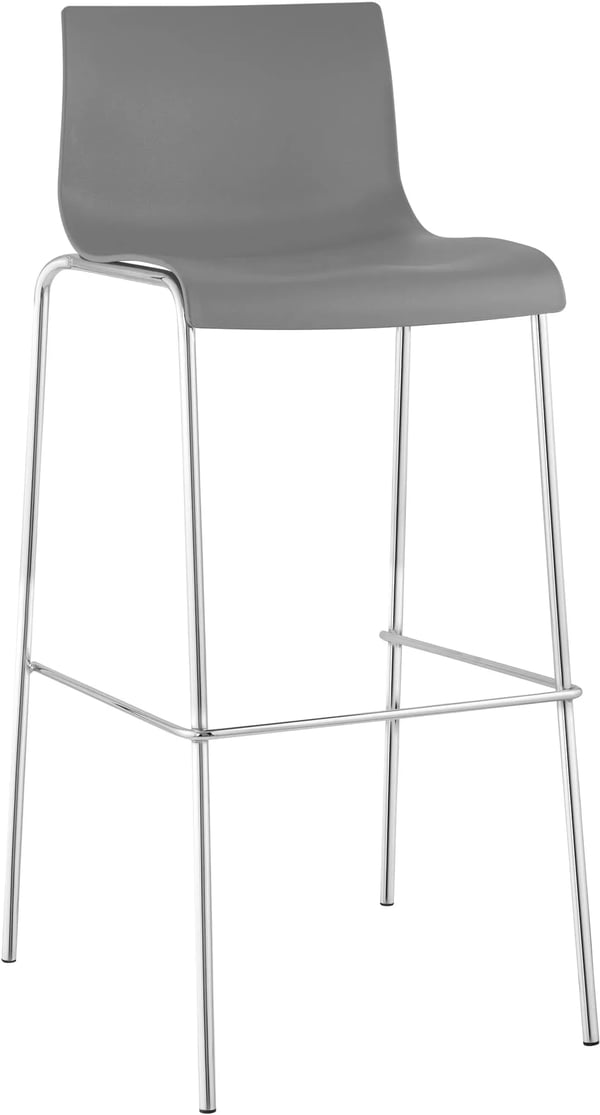 Hoover Grå Barstol i Plast med Metallram, Ergonomisk Sits och Ryggstöd - Stapelbar