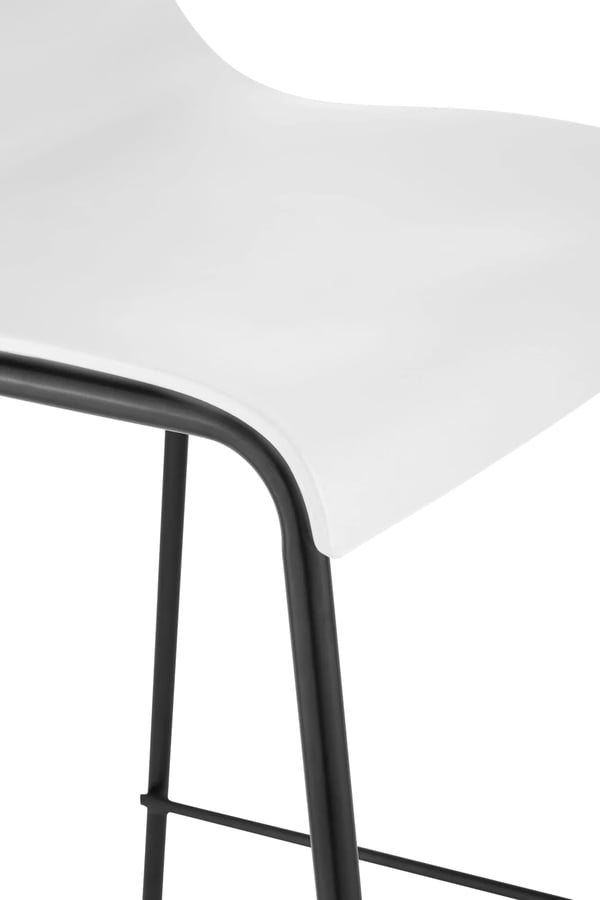 Hoover Barstol - Hvidt Plastiksæde, Robust Sort Metalramme, Ergonomisk Design til Køkken & Bar