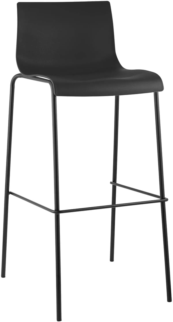 Hoover Modern Barstol, Svart Polypropylensits med Robust Metall 4-bensram, Ergonomisk Design, Stapelbar för Hem-/Kommersiellt Bruk