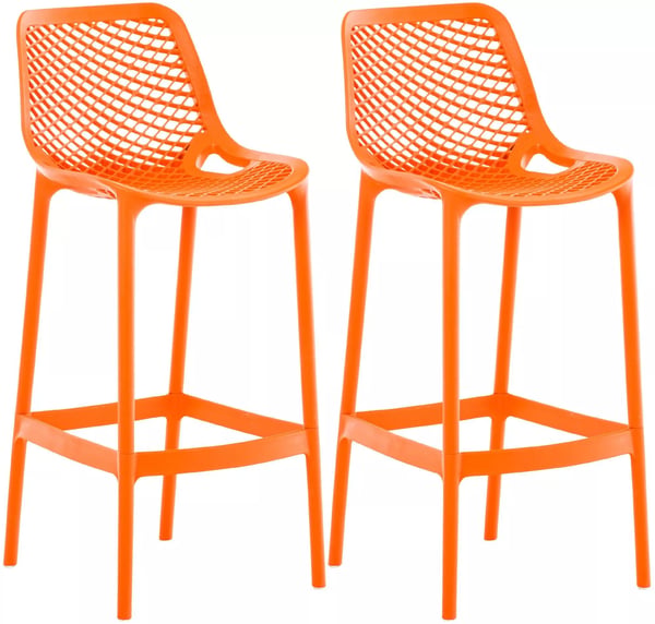 Set med 2 Air Barstolar för Utomhusbruk - Orange Plast, Väderbeständig, 160 kg Kapacitet