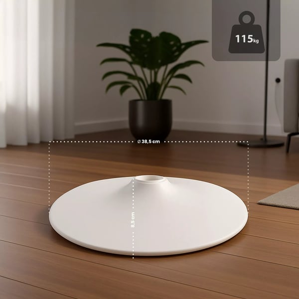 Hvid Metal Rund Barstol Base Gulvplade - 38,5 cm Diameter, Anti-Skrid Gulvbeskytter, 115 kg Bæreevne