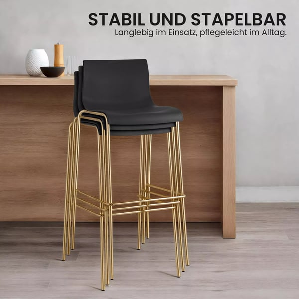 2 kpl Hover baarijakkara, musta muovi, kultainen metallijalka