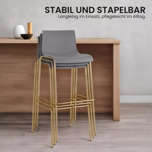 2 kpl baarijakkara Hoover harmaa muovi kultainen metallijalusta