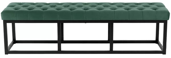 Polson grøn velourbænk med mat sort metalramme - 150 cm