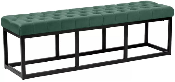 Polson Sametti Sohvapenkki, Matta Musta Metalli, Vihreä, 150cm