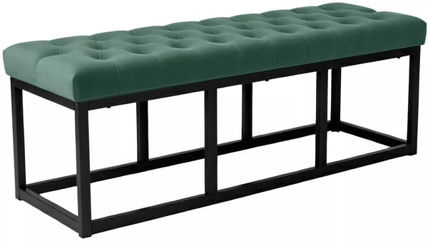 Polson sametti penkki, vihreä, matta musta metalli, 120cm