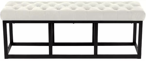 Polson - samettinen istuinpenkki, kerma/mattamusta, 120cm