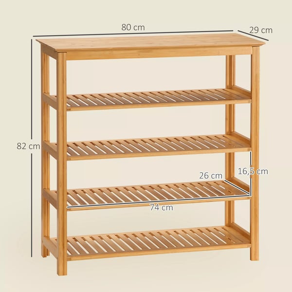 HOMCOM Kenkäteline Bambu 5 tasoa Luonto 80x29x82cm