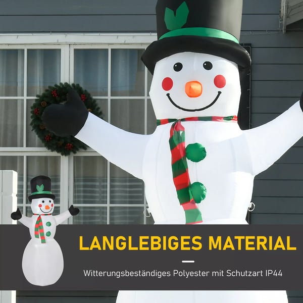 1,93 m oppustelig snemand med 2 module lys julepynt til haven græsplæne dekoration fest polyester hvid 130 x 72 x 193 cm