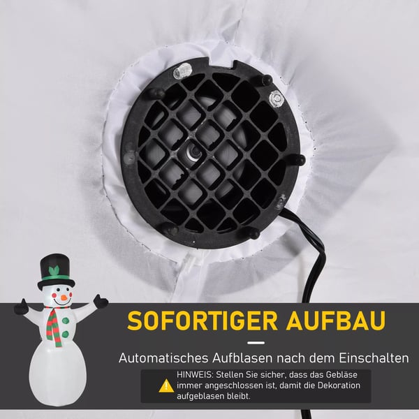 1,93 m oppustelig snemand med 2 module lys julepynt til haven græsplæne dekoration fest polyester hvid 130 x 72 x 193 cm