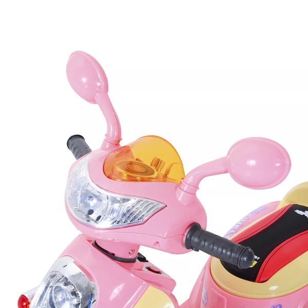 HOMCOM Elektrisk Børnemotorcykel Rosa/Hvid 3-hjuls Lækkert design med lys & musik (Metal+PP)