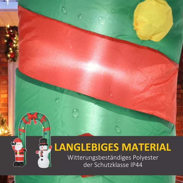 Oppustelig Julebue m. Julemand & Snemand - 2,45m, Flerfarvet Polyester