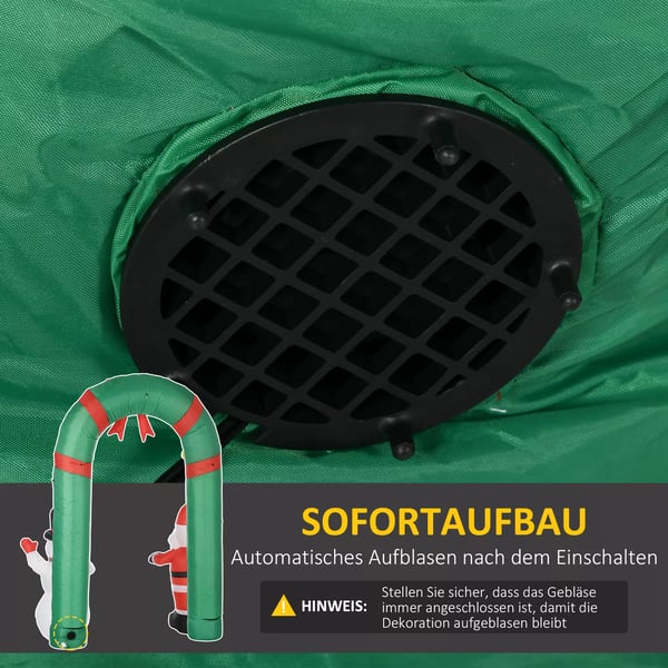 Oppustelig Julebue m. Julemand & Snemand - 2,45m, Flerfarvet Polyester