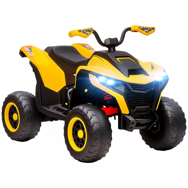 El-quad för barn 12V GUL - 2 motorer, fjädring, LED, musik, USB