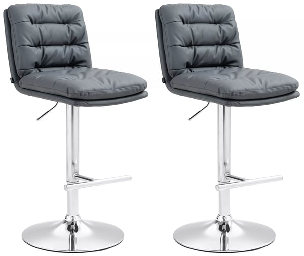 Set med 2 Damar grå barstolar, konstläder, metallställ