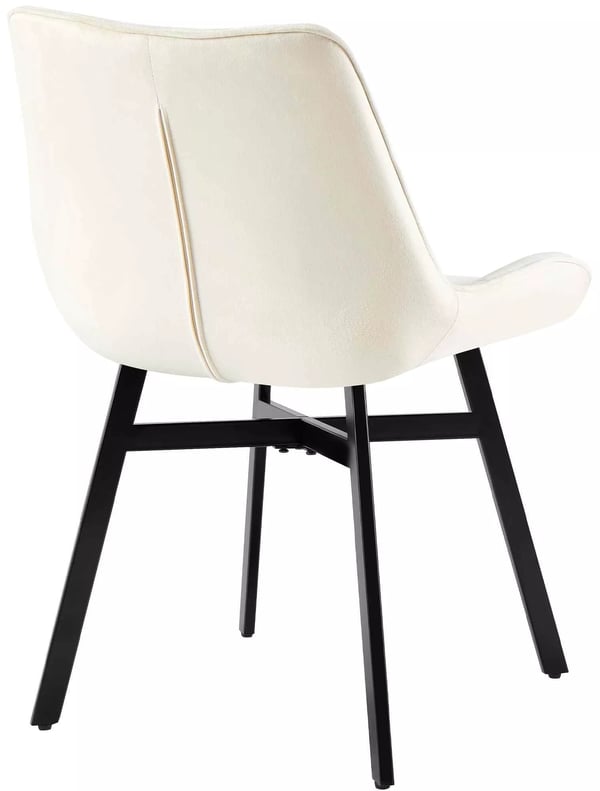 Colby fløjlsspisestol med matsort metalramme - creme