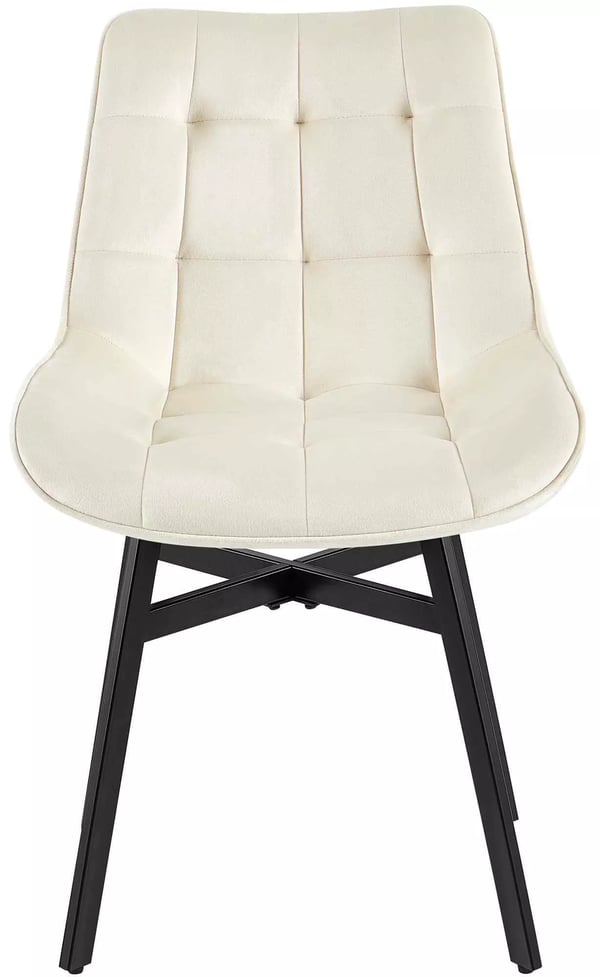 Colby fløjlsspisestol med matsort metalramme - creme