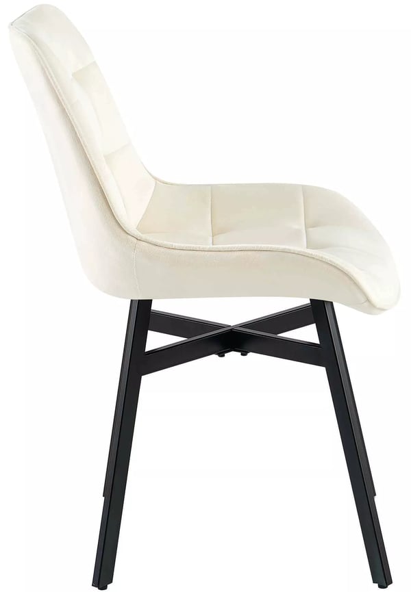 Colby fløjlsspisestol med matsort metalramme - creme