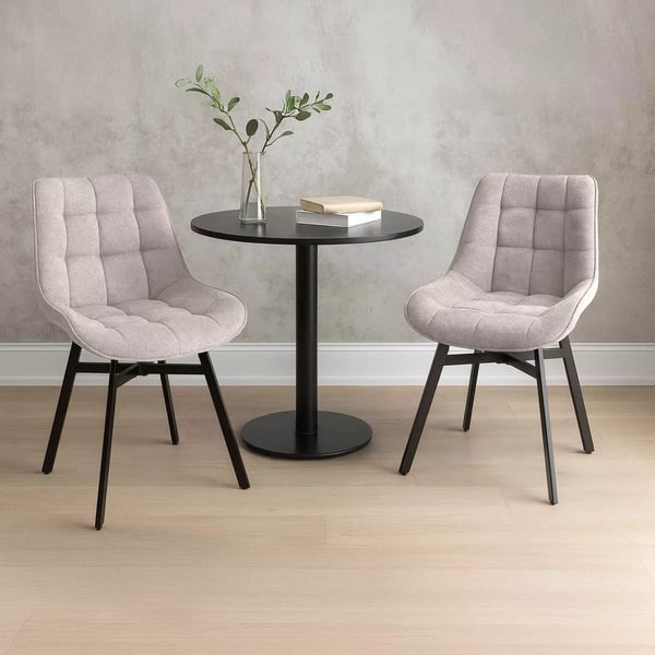 Colby Spisebordsstol i Stof med Mat Sort Metalstel - Creme