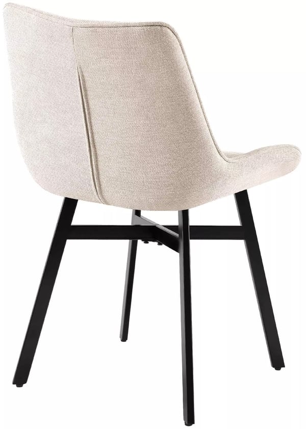 Colby Spisebordsstol i Stof med Mat Sort Metalstel - Creme