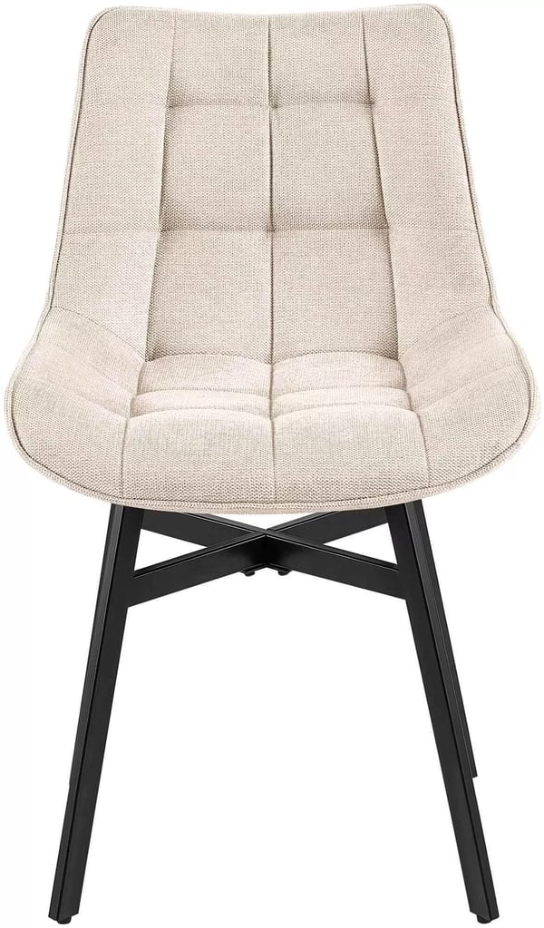 Colby Spisebordsstol i Stof med Mat Sort Metalstel - Creme