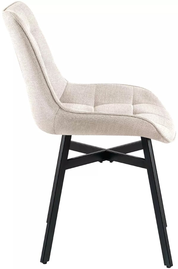 Colby Spisebordsstol i Stof med Mat Sort Metalstel - Creme